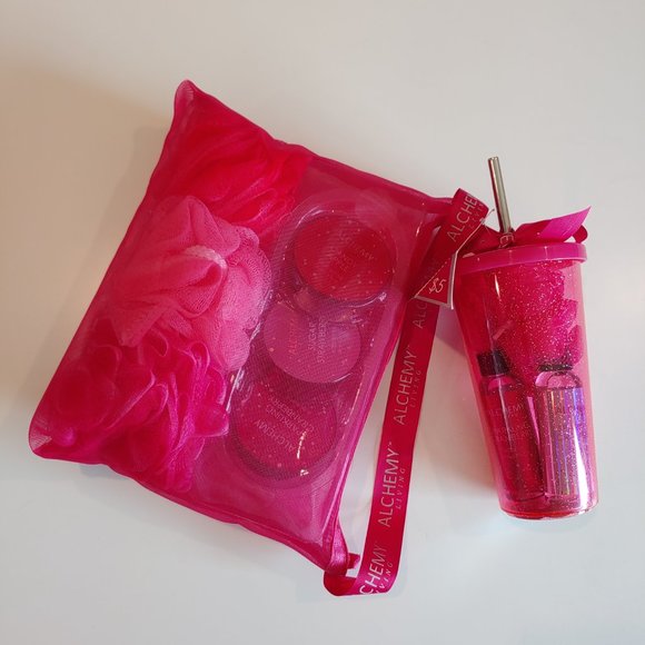 Alchemy Living | Tumbler Bath Gift Set AND Poof and Body Butter Trio Bag New - Picture 1 of 4
